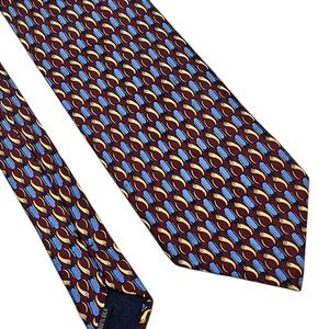 Roberta Baldini Firenze Silk Necktie‎ Burgundy Blue Yellow Geometric Pattern